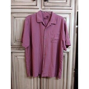 Tommy Bahama Mens 100% Silk Button Up Shirt - Size Large - Light Red
